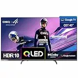 CHIQ L40QST 40 Zoll (101cm) FHD, QLED Pro Smart Google TV, Kompatibel mit HDR10, DBX-tv, Apple AirPlay, Prime Video, YouTube, Dolby Audio, mit Google Sprachsteuerung, Rahmenloses Design