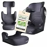 WALSER Premium Kindersitz Auto Numa, bequeme 2in1 Kinder Sitzerhöhung abnehmbare Rückenlehne + mitwachsende Kopfstütze 3-8 Jahre 100-150 cm neueste Norm ECE R 129, Sitzerhöhung Auto Kinder anthrazit