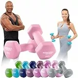 Miweba Sports Neopren Hantelset NKH100 | 𝐏𝐫𝐨𝐟𝐢 Hantel - Hexagon Hanteln Set - Kurzhanteln - Kurzhantel Set - Gymnastikhanteln - Hantel Set - Dumbbell - 0,5-10 Kg (2X 2.0 kg, Rosa)