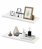 2-layer Wandregal, Wandregal Weiß, Schweberegal 40 x 15 x 1.5 cm, Weiß Wand Regal, Schwebendes Regal, Modern Einfach Wandboard, Regal Wand Geeignet für Schlafzimmer, Küchen, Büros, Wohnzimmer usw