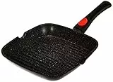 Kamberg – 0008028 – Grillpfanne 24 נ24 cm – Abnehmbarer Griff – Aluminiumguss – Beschichtung in Steinoptik – Für alle Herdarten, auch Induktion – PFOA‑frei