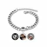 JSDDE Personalisiertes Armband mit Foto, Projektionsarmband aus Edelstahl, Personalisierte Herren Männer Armband, Fernbeziehung armband, Partnerarmbänder, Personalisierte Geschenk (Silber)