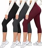 BAYDI Creamlush 3er Pack Capri Leggings Damen High Waist 3/4 Leggings für Yoga Pilates Freizeit Alltag