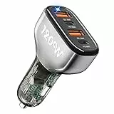 SONRU 120W Auto Ladegeräte USB C, KFZ Zigarettenanzünder USB C Kfz Ladegerät 12V / 24 V USB Auto Car Charger 2 PD 60W Max+2 QC 30W, Schnellladung Zigarettenanzünder Adapter