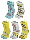 United Labels 5 Paar Spongebob Schwammkopf Socken für Herren, bunt, 40-45, Herrensocken, Männer Strümpfe