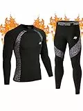 MeetHoo Thermounterwäsche Herren, Funktionsunterwäsche Atmungsaktiv Thermo Unterwäsche Set Lang Thermohemd & Thermohose für Männer Skifahren Laufen Sport