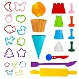 Genio Kids Knete Zubehör Knetwerkzeug Zaubersand - 30 Stück Sandspielzeug Set Strandspielzeug Knetmasse Plastilin Kinetischer Sand Werkzeug für Kinder, Mädchen und Jungen (Classic)