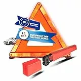 Walser Pannendreieck, faltbares Warndreieck + Aufbewahrungsbox, Notfall-Dreieck ECE R27 Zertifiziert, Unfallsicherung, Gefahrenstellen-Kennzeichnung rot