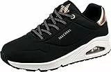 Skechers Damen Uno Shimmer Away Sneaker, Black Durabuck Rose Gold Duraleather Trim, 40 EU