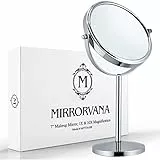 Mirrorvana Spiegel mit 10-facher Vergrößerung, runder Spiegel für Badezimmer, Tischspiegel für Make-up mit 360-Grad-Rotation, 10-Fach und 1-facher Vergrößerung, 18 cm