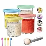 WRQIOO Creami Behälter für die Ninja Creami, 4 Stück 680ML Eisbehälter für Speiseeis, Ersatz für Ninja Creami Deluxe Pints und Deckel Eismaschine, Spülmaschinenfest, BPA-frei, für NC500 NC501-Serie