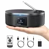 Desobry Tragbarer CD-Player mit Bluetooth, Großem LCD-Display, Akku, Lautsprecher, AUX, USB, UKW-Radio, Sprungschutz & Fernbedienung. Für Zuhause, Auto und Senioren