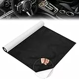 LOMUG Mikrofaserstoff Selbstklebend 200x40cm Dachhimmel Stoff Schwarz Stretch Wildleder Optik Kunstleder Dehnbar Stoff Velours, Bezugsstoff Auto-Dekorfolie für Cockpit Camper Wohnmobil Autoinnenraum