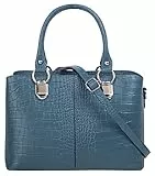 Cluty Umhängetasche Echt Leder Damen 021374 Made in Italy, Kroko-Optik Handtasche, Damen Schultertasche, elegante Henkeltasche