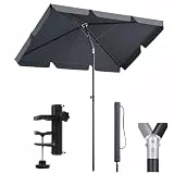 Sekey Sonnenschirm Balkon 3-in-1 SET | Sonnenschirm Rechteckig 200x125cm mit UPF50+ & GRS-zertifiziert | Sonnenschirme + Sonnenschirmhalter + Sonnenschirmhülle,Grau