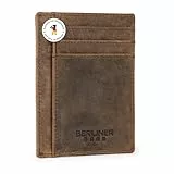Berliner Bags Vintage Kartenetui Karl, Kreditkartenetui aus Leder, Slim Portemonnaie mit TÜV-geprüfter RFID-Schutz und ID-Sichtfenster, für Herren - Braun