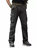 Breampot Herren Cargohose Baumwolle Baggy Chino Hosen Freizeit Outdoorhose Arbeitshose Trouser Pants (Medium, Dunkelgrau)