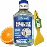 bio-chem Klebstoffentferner Etikettenlöser mit Orangenterpenen – 500 ML – Extrem starker Entferner für hartnäckige Etiketten, Aufkleber & Klebereste – Etikettenentferner inkl. Schaber