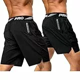 aquota 2er Pack 9' 5' Herren Sport Shorts Trainingsshorts Laufshorts Sporthose Laufhose Jogginghose Kurze Schnell Trocknend Reißverschlusstasche