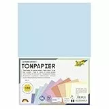 folia 6495 - Tonpapier Mix Pastell, DIN A4, 130 g/m², 100 Blatt sortiert in 10 Farben, zum Basteln und kreativen Gestalten von Karten, Fensterbildern und für Scrapbooking, Bunt