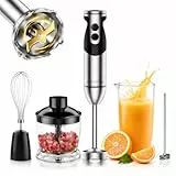 MegaWise Pro Titanverstärkter 5-in-1-Stabmixer, leistungsstarke 400 W mit 80% schärferen Klingen, kabelgebundener Mixer mit 12 Geschwindigkeiten (schwarz)