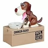 Hungriger Hund Spardose, Hungry Dog Sparschwein, Welpen-Sparschwein, Kinder Spardose Hund Frisst Geld, Münze Kaut Spardoses, Münze Spardoses Geburtstagsgeschenk für Kinder(Braun und Weiß)
