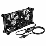 ELZO 2 in 1 Dual USB Lüfter 120mm 5V, Doppelt USB Ventilator 120mm PC Computer Lüfter mit 3 Einstellbare Geschwindigkeiten 12cm mit 8 Stoßdämpfenden Füßen für PS5 PS4/Laptop/TV Box/Router