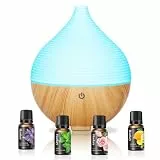 Aroma Diffuser Ätherische Öle - Aromatherapie Raumduft Ultraschall Diffusor 160ml mit Automatischer Abschaltfunktion,Weiß Holzmaserung Duftöldiffusoren Duftlampe RGB für Zuhause Büro