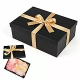 Geschenkbox mit Deckel,25x18x8.5cm Geschenk Box mit Schleife, Falt Karton Geschenkschachtel,Geschenkverpackung für Geburtstag,Hochzeit,Muttertag,Ostern (Schwarz)