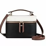 LOVEVOOK Umhängetasche Damen, Crossbody Bag Damen mit Abnehmbarem Schultergurt, PU Leder Handtasche Klein, Modisch Umhängetasche Klein für Alltag, Arbeit, Dates Oder Reisen - Beige Schwarz Braun
