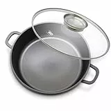 ELO Servierpfanne 24 cm Aluguss mit Glasdeckel – Hochwertige Antihaft Pfanne PFAS frei – Beschichtete Bratpfanne Induktion mit Glasdeckel & Aromaknopf