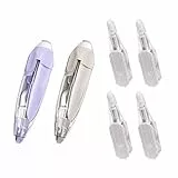 TOP-MAX Praktischer 6m x 5mm zurückziehbarer Korrekturbandroller nachfüllbares Design mit 4 zusätzlichen Kernen für Schule, Büro und Zuhause (Lila + Grau + 4 Nachfüllungen)