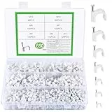 650 STK Kabelschellen Nagelschellen, Kabelhalter Nagel, Kabelklemmen Wand, Kabelschellen zum Schrauben, Kabel Clips Haken, Kabelbefestigung Wand, Elektro Kabel Wandhalterung(4mm - 12mm, Weiß)
