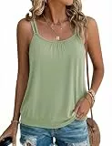 Totatuit Damen Tank Tops Sommer Spaghetti Cami Oberteile Ärmellose Rundhalsausschnitt Blusen Top Shirts Salbeigrün L