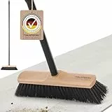 Hausfelder Innenbesen mit Stiel & Besenstiel mit Gewinde - Hausbesen Küchenbesen Haushaltsbesen 30cm Holz Kehrbesen mit weichen Borsten, Zimmerbesen Stubenbesen Haarbesen für Innen schwarz