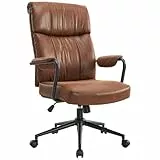 IntimaTe WM Heart IWMH Bürostuhl Vintage, Chefsessel mit Lumbalstütze, hoher Rückenlehne, Höhenverstellbarer, Ergonomisch PU Leder Stoff Schreibtischstuhl Belastbar für Büro Wohnzimmer (Braun)