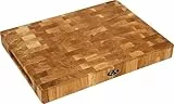 B4K® Schneidebrett aus Eiche Stirnholz 40 × 30 × 4 cm – Massiver Hackblock | Antibakterielles Hirnholzbrett mit Griffen & Silikonfüßen | Perfekt für Küche, Fleisch & BBQ
