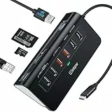 Intpw USB C Hub, 10-in-1 USB C Docking Station mit 1Gbps Ethernet,1M Kabel， 4K@60Hz HDMI, 10Gbps 2 Type-A/C 3.2, 2 Type-A 2.0, PD 100W, SD/TF, Aluminium USB HUB für Windows/MacBook