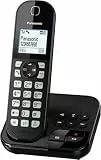 Panasonic KX-TGC460GB Schnurlostelefon mit Anrufbeantworter, Telefonbuch für bis zu 120 Einträge, LCD-Display, beleuchteter Tastatur, kompakter Basisstation, Anrufsperre, Schwarz