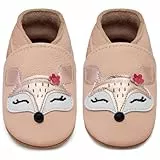 IceUnicorn Krabbelschuhe Baby Lauflernschuhe Jungen Mädchen Weicher Leder Babyhausschuhe Kleinkind Rutschfeste Lederschuhe Baby(Blush Fuchs, 12-18 Monate)