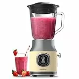Cecotec Standmixer Retro RetroTwist Yellow. 800W Maximale Leistung, Pulse-Funktion, 4-Klingen-Messer mit schwarzer Titanbeschichtung und 1L Krug, Vintage-Design in Gelb