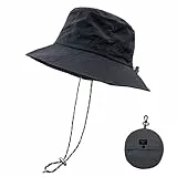 lifwimner Sonnenhut Damen Herren Fischerhut mit Kinnriemen Wasserdichter Eimer Damen Schnell Dry Packable Hut Sommer Outdoor Aktivitäten(Grau)