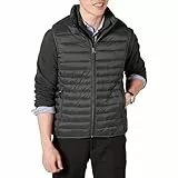 Amazon Essentials Herren Leichte, Wasserbeständige Pufferweste, Verstaubar, Kohlegrau, L