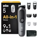 Braun Multigroom All-in-One Series 5, 9-in-1 Trimmer-Set 5, AIO5545, Grau - Barttrimmer, Haarschneider, Haarschneidemaschine für Gesicht, Kopf und Körper, 14 Längen, 120 Min. Akku, Wasserdicht