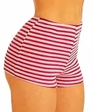 Navneet Schlafshorts Damen Gestreift Hotpants Kurze Hose Sexy Schlafhose Sommer Booty Shorts Loungewear Y2K Rot L