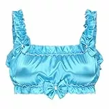 Satini Sissy Rüschen Gerafft Tailliert Seidig Satin Dessous Bralette (Türkis, S)