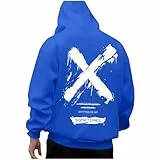 KOG Hoodie Herren Backprint Hoodies Grafik Drucken Sweatshirt mit Kapuze 2026 Kapuzenjacke Oberteile Mode Hooded Sweatshirt Winter Teenager Kapuzenpullover Baumwolle Pullover Blau M