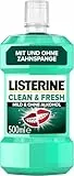 LISTERINE Clean und Fresh 500 ml, antibakterielle Mundspülung mit ätherischen Ölen, Mundwasser ohne Alkohol, optimale Ergänzung zur täglichen Zahnpflege mit und ohne Zahnspange