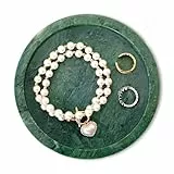 WORHE Natürlicher Marmor Tablett für Ringe und Schmuck Schale, 5,9-Zoll-Runde dekorative Tablett, Marmor Tablett für Küche, Eitelkeit, Bad, Home Décor - Grün