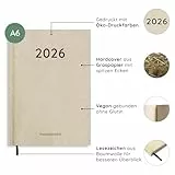 matabooks – A6 Kalender Samaya 2026 Farbe: Nature S (DE/EN): Veganer Jahresplaner aus nachhaltigem Graspapier